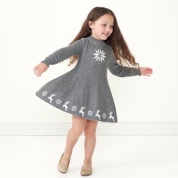 NWT Little Sleepies Snowflake Reindeer Christmas Holiday Sweater Dress 18-24 - Picture 1 of 6